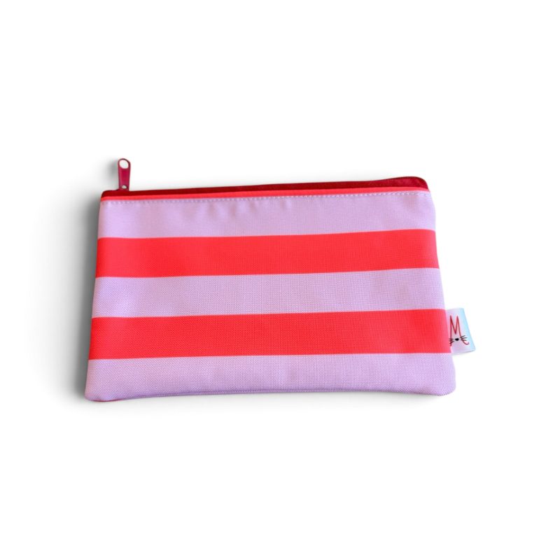 Neceser o Estuche Rayas Rojo y Rosa